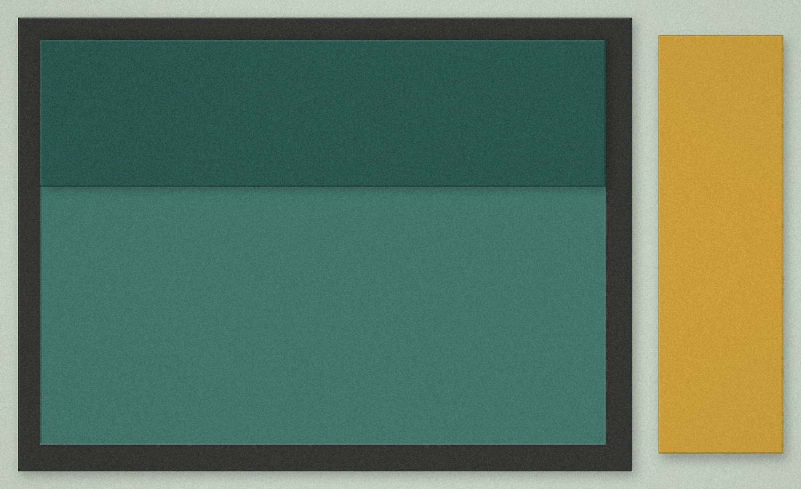 Jade material field with a deep inset and a narrow ochre strip.